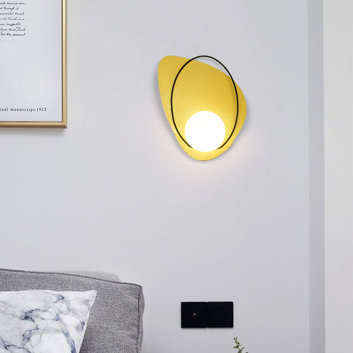 Lámpara de Aplique de Pared de 1 Luz con Pantalla Redonda de Hierro Geométrico Art Deco Moderno para Sala de Estar 