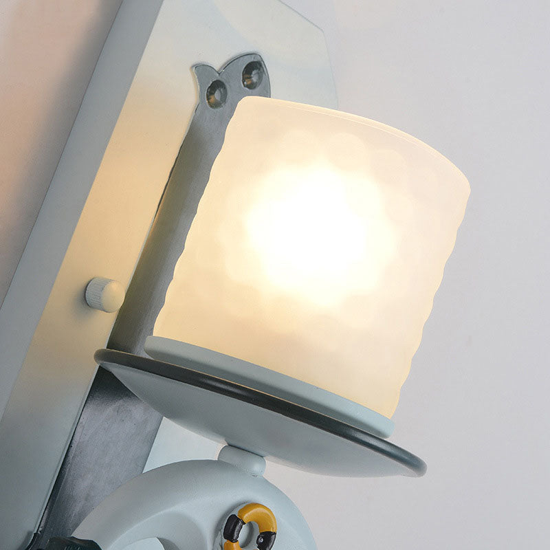 Aplique de pared de ancla de barco de hierro resina nórdica mediterránea de 1/2 luces 