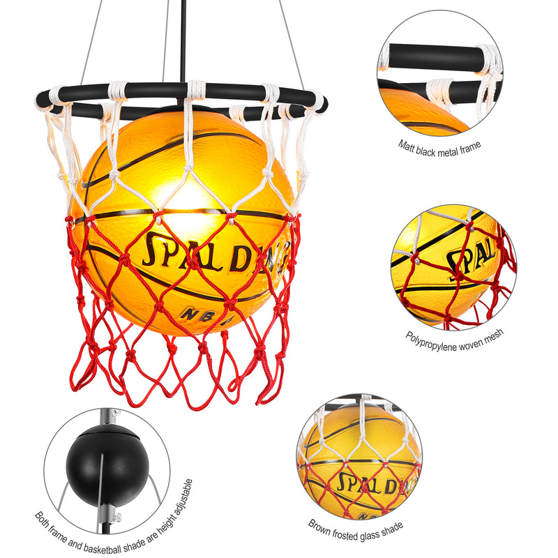 Moderne kreative Basketball Eisen Glas Mesh Seil 1-Licht Pendelleuchte 