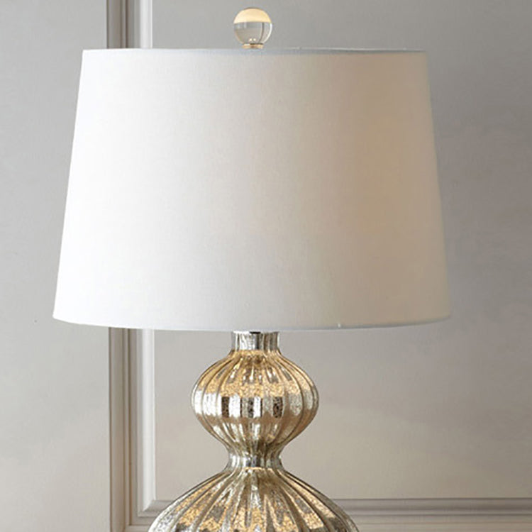 Lampe de table traditionnelle vintage en fibre de verre avec tissu en forme de gourde à 1 lumière pour chevet 