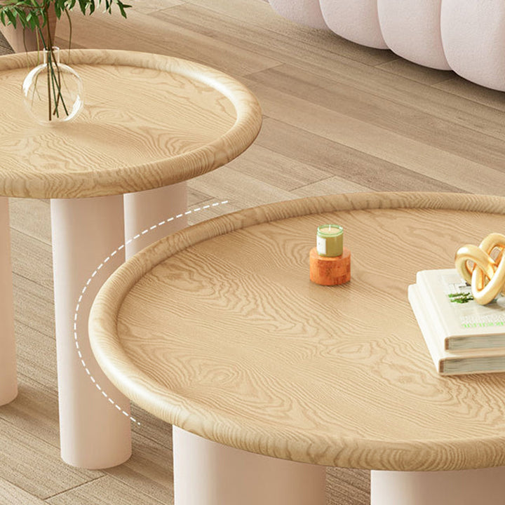 Moderner minimalistischer runder Couchtisch aus umweltfreundlichem Holzwerkstoff mit 4 Beinen für das Wohnzimmer 