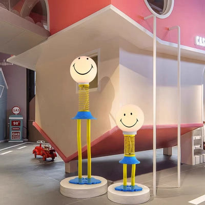 Lampe de table 1 lumière avec personnage de dessin animé sourire en fer PVC créatif contemporain pour chambre à coucher 