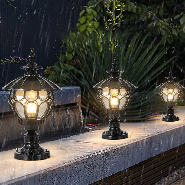 Traditional European Outdoor Round Column Head Light 1-Light Waterproof Garden Landscape Light For Garden