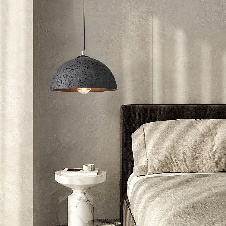 Moderne minimalistische 1-flammige Pendelleuchte mit runder Kuppel aus glasfaserverstärktem Kunststoff, handgeformt, für das Wohnzimmer 