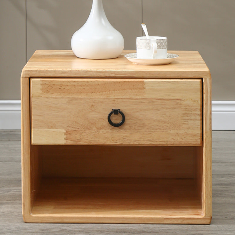 Table de nuit moderne en bois de caoutchouc et métal avec tiroir 1/2 pour chevet 