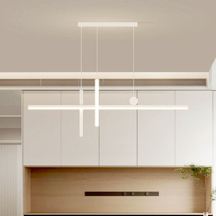 Moderne minimalistische Streifen Kegel Kreis Eisen Acryl LED Kronleuchter Insel Licht für Esszimmer 