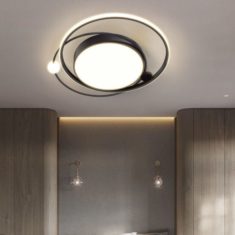 Zeitgenössische Einfachheit Acryl Dual Kreis Ring Hardware LED Unterputz Deckenleuchte für Schlafzimmer 