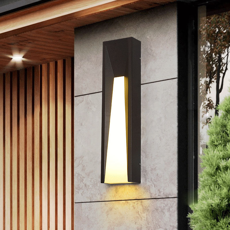 Lámpara de Aplique de Pared LED de Cuboide de Acero Inoxidable Impermeable Industrial Contemporáneo con Pantalla de Acrílico para Patio Exterior 