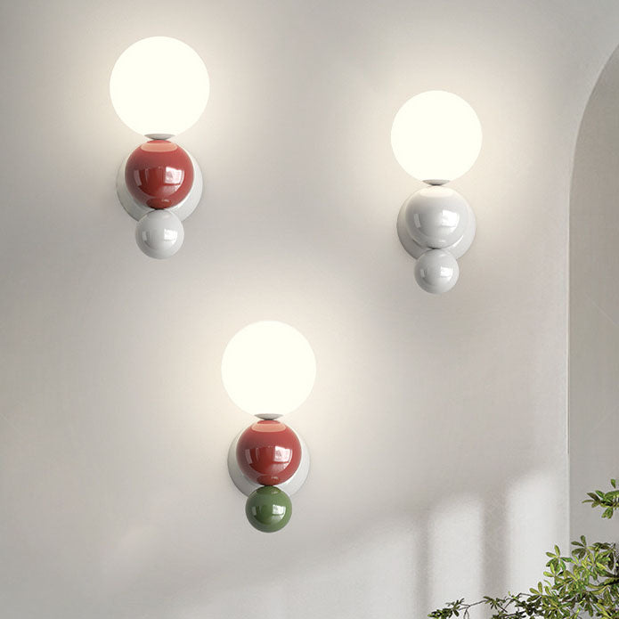 Lámpara de Aplique de Pared de 1 Luz de Hierro de Plástico en Forma de Perla Estilo Crema Francesa 