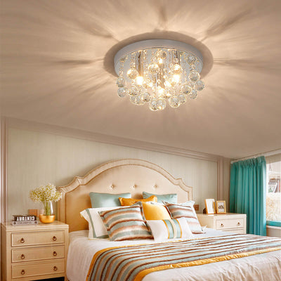 Modern Creative Light Luxury Crystal Round 3-Light Flush Mount Ceiling Light