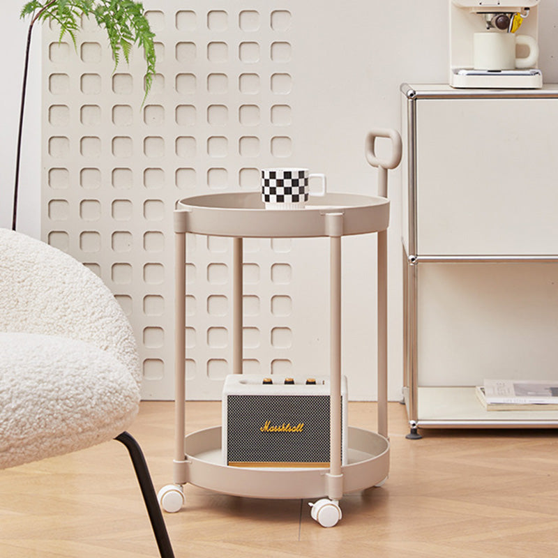 Moderner minimalistischer runder Couchtisch aus PP und Carbonstahl, drehbar, mit zwei Ebenen, für das Wohnzimmer 
