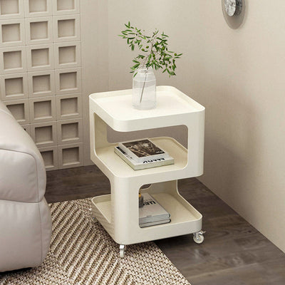 Table d'appoint carrée en fer amovible à la simplicité contemporaine avec étagères de rangement à 3 niveaux pour le salon 