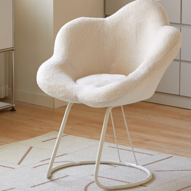 Tabouret de coiffeuse moderne minimaliste rond en métal avec dossier sans accoudoirs en laine d&