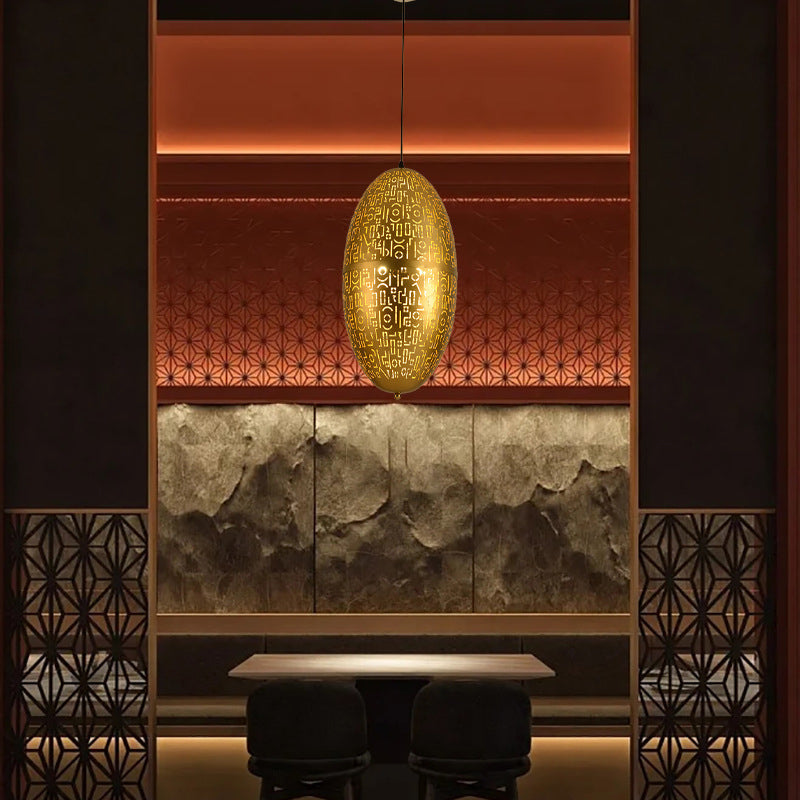 Lustre suspendu elliptique à 3 lumières en fer rétro contemporain pour salle à manger 