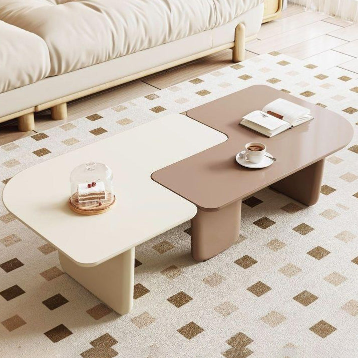 Mesa de Centro Cuadrada Rectangular Minimalista Moderna de Tablero de Fibra de Densidad Media Combinable para Sala de Estar 