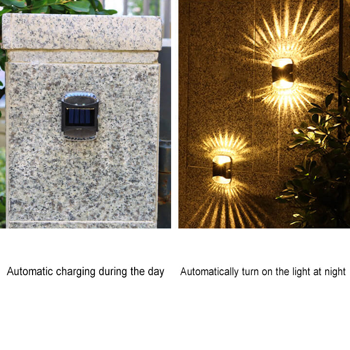 Modern Solar Decorative Waterproof Plastic Square LED Outdoor Wall Sconce Lamp