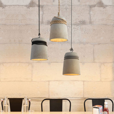 Zeitgenössische industrielle Zylinder-Zement-Pendelleuchte mit 1 Licht für Wohnzimmer 