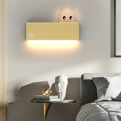 Applique Murale LED en Fer Rectangulaire avec Motif de Chat Animal de Dessin Animé Simplicité Moderne pour Salon 