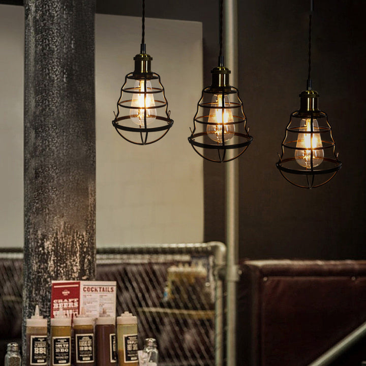 Lanterne Vintage Traditionnelle en Fer 1 Lumière Suspension pour Chambre 