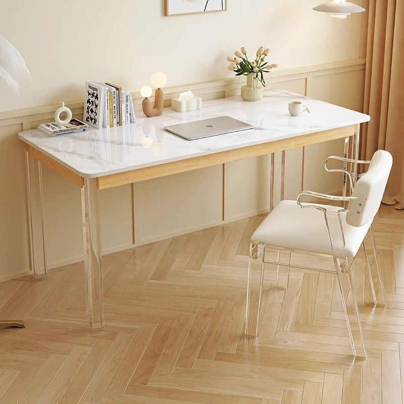 Modern Minimalist Square Microfiber Leather Acrylic Vanity Stool Backrest For Bedroom
