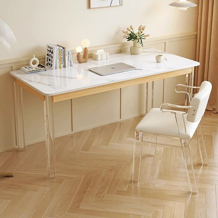Modern Minimalist Square Microfiber Leather Acrylic Vanity Stool Backrest For Bedroom
