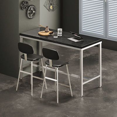 Tabouret de bar contemporain en cuir PU incurvé avec pieds en fer, dossier et repose-pieds pour salle à manger 
