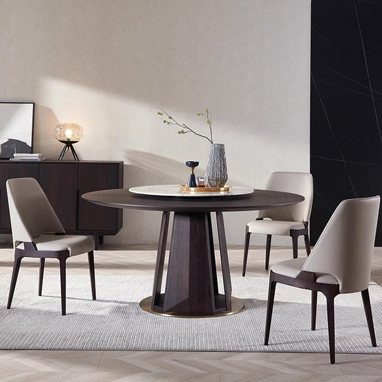 Moderner luxuriöser Esszimmerstuhl mit quadratischer Rückenlehne aus Mikrofaserleder und Eschenholz 