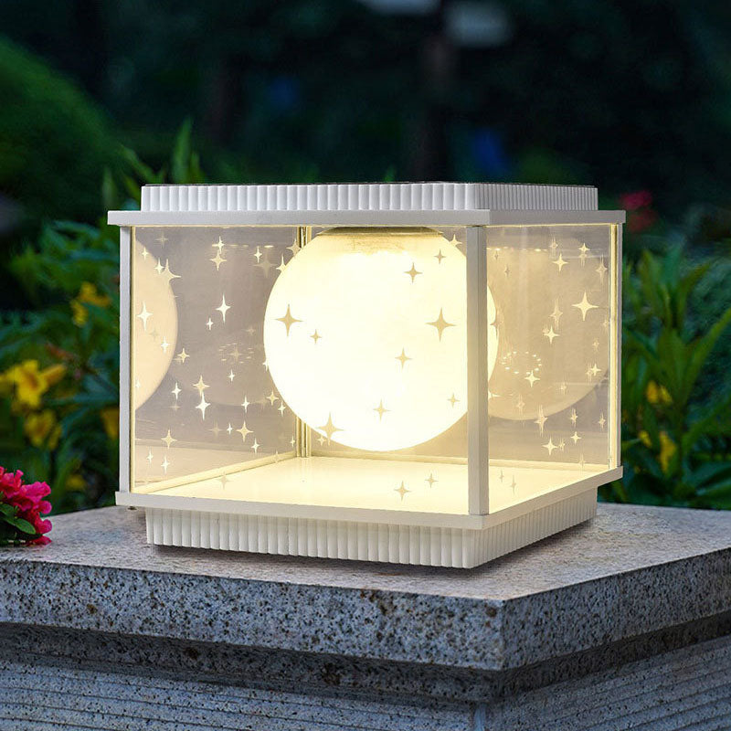 Moderne Schlichtheit Aluminiumlegierung Glas Quadratische Kugel LED Außenlandschaftsleuchte für den Garten 