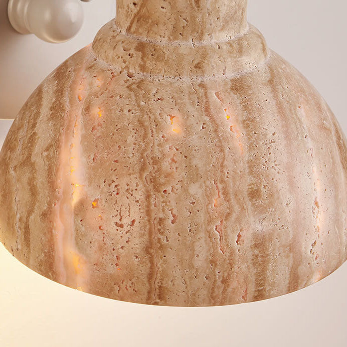 Japanischer minimalistischer gelber Travertin-Schalenform 1-Licht Wandleuchte 