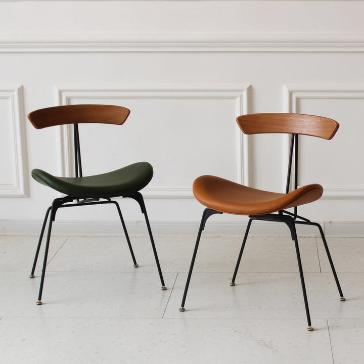 Contemporary Industrial Ant Arch Plywood Rebar PU Leather Fabric Sponge Dining Chair Backrest For Dining Room