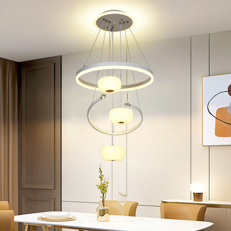 Chandelier LED en fer acrylique pour salon avec branche ronde minimaliste moderne et citrouille 