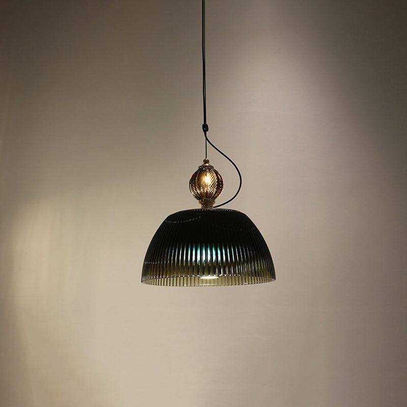 Zeitgenössische nordische gerippte Glasschalen-Pendelleuchte mit 2 Lichtern für das Wohnzimmer 