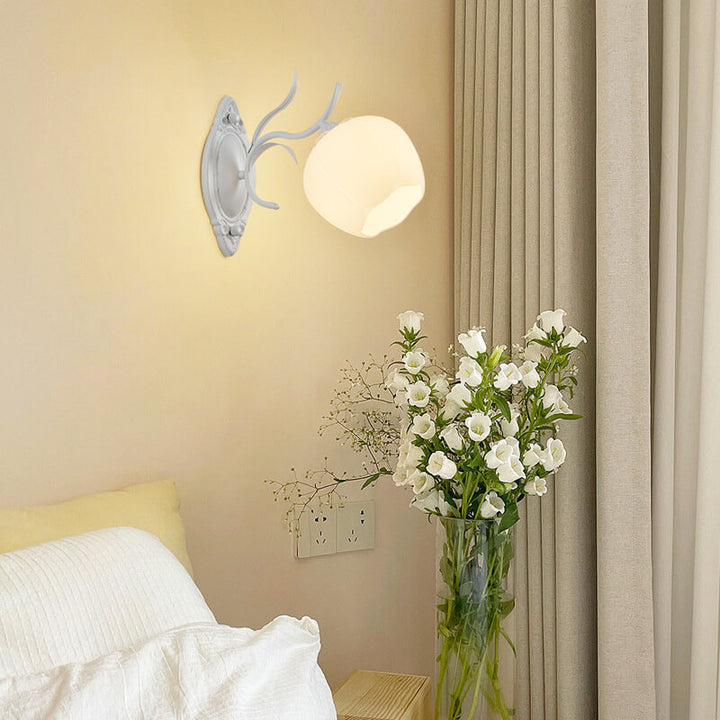 Applique murale ronde nordique créative en verre floral 1/2 lumière 