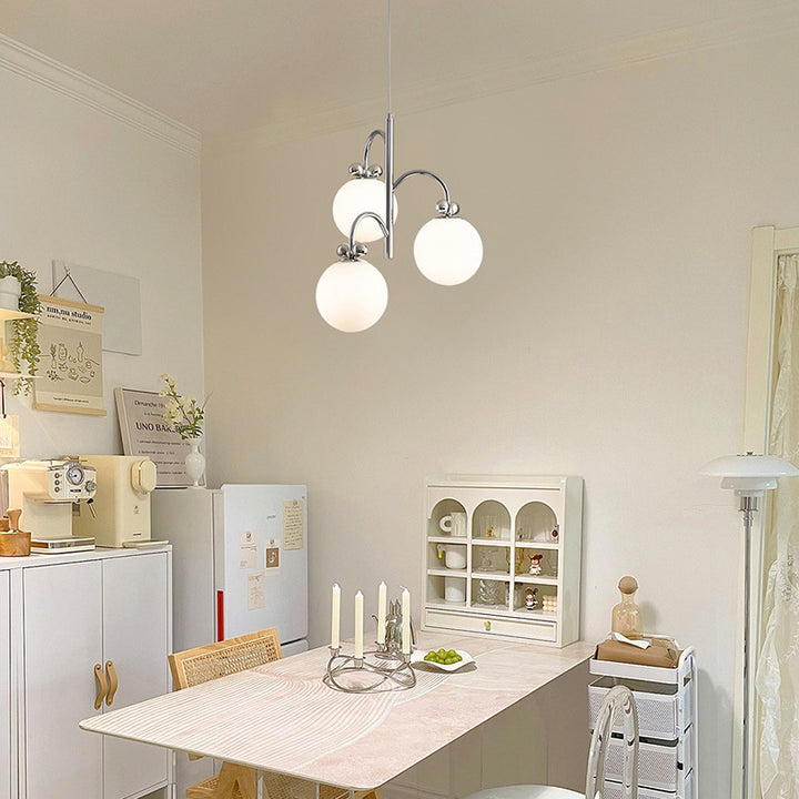 Lustre scandinave contemporain avec tige incurvée en fer et verre, 3/5/6 lumières, pour salon 