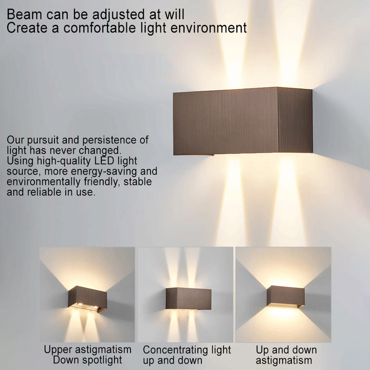 Moderne minimalistische LED-Lesewandleuchte aus Aluminium in quadratischer, flacher Form mit verstellbarem Lichtkegel für den Eingangsbereich 