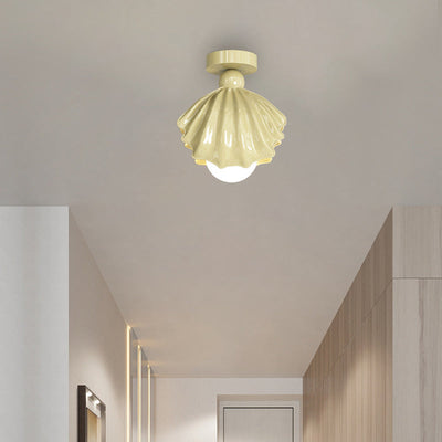 Zeitgenössische kreative Shell Eisen Harz Acryl LED Semi-Flush Mount Deckenleuchte für Wohnzimmer