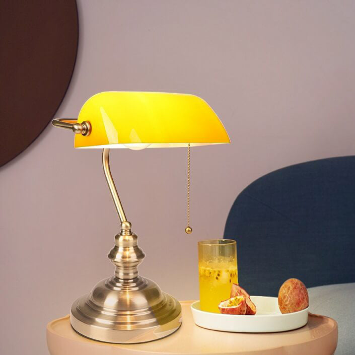 Retro Farbige Glas Metallbasis 1-Licht Reißverschluss Tischlampe 