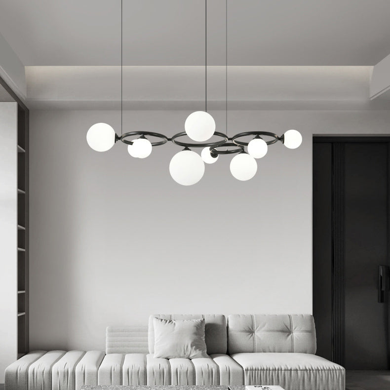 Lustre moléculaire moderne du milieu du siècle en cuivre avec cadre rond en verre Magic Bean 5/7/9 lumières pour salon 
