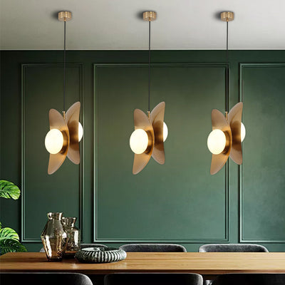 Zeitgenössische nordische ovale Kugel Eisen Titan 2-Licht Pendelleuchte für Wohnzimmer 