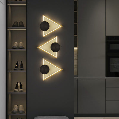 Lámpara de Aplique de Pared LED de Triángulo Cuadrado Círculo de Acrílico Latón Minimalista Moderna Para Sala de Estar 