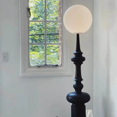 Vintage Sphere Roman Chess Column Base 1-Light Standing Floor Lamp