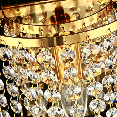 Moderne Luxus Halb Runde Achteckige Perlen Edelstahl Kristall 1-Licht Wand Leuchte Lampe Für Wohnzimmer 