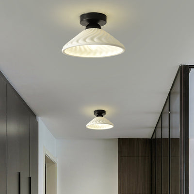 Modern Light Luxury Ceramic Disc 1-Light Semi-Flush Mount Lighting