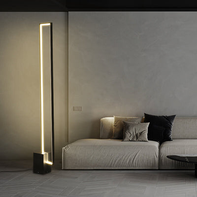 Nordic Minimalist Iron Frame Aluminum Rectangle LED Standing Floor Lamp