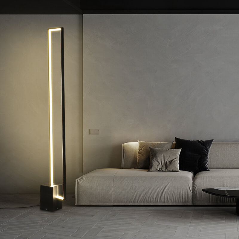 Nordic Minimalist Iron Frame Aluminum Rectangle LED Standing Floor Lamp