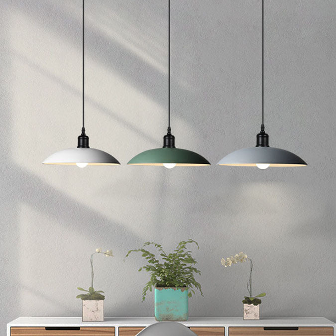Suspension luminaire à disque en fer forgé à personnalité simple industrielle 1 lumière 