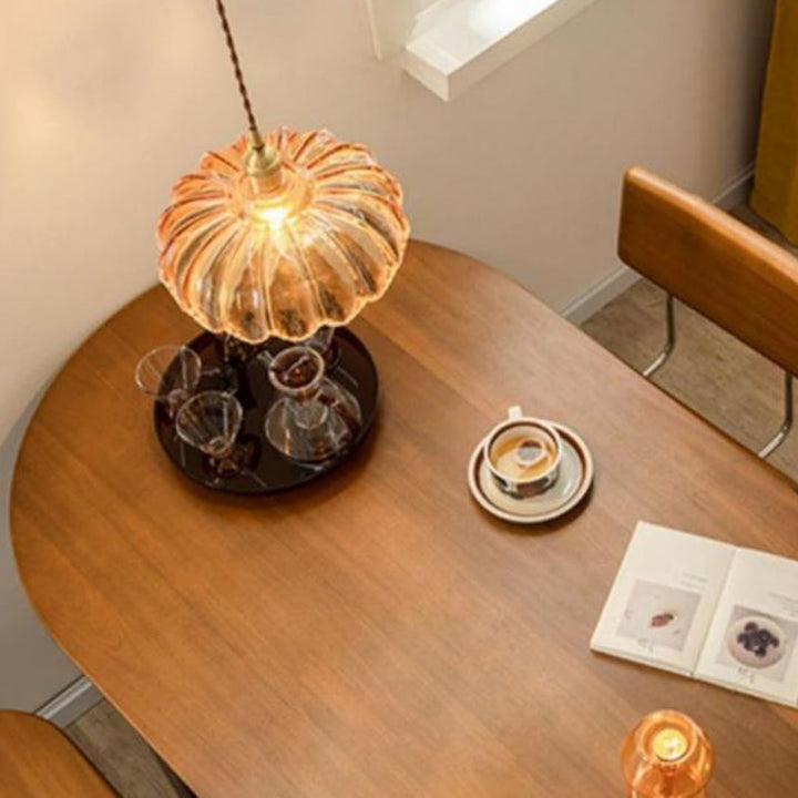 Table à manger elliptique vintage traditionnelle en bois de frêne de pin et acier inoxydable pour 4 places 