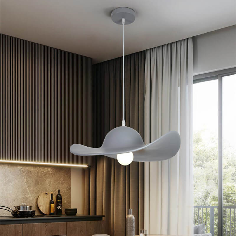 Contemporary Nordic Hat Design Resin 1-Light Pendant Light For Living Room