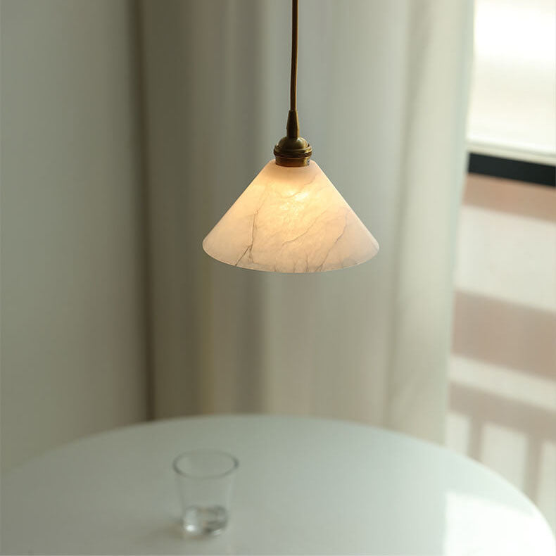 Modern Light Luxury Triangle Cone Lucite Copper 1-Light Pendant Light