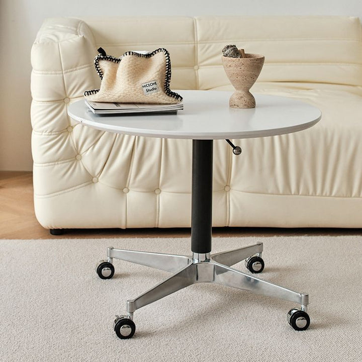 Table basse en aluminium avec plateau amovible et base ronde minimaliste moderne pour salon 